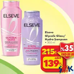 ELSEVE GLYCOLİC GLOSS/HYDRO ŞAMPUAN 300 ML fiyat ve kampanya bilgisi